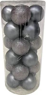 Obrázek produktu pro DECOLED Plastové koule, prům. 8 cm, šedá, 12x matná, 12x glitter