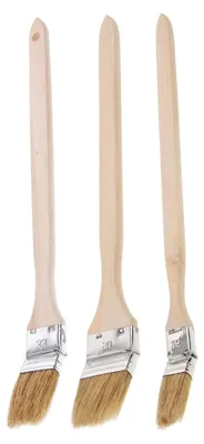 Produktbild von 3 Stück Gebogene Pinsel mit Holzgriff für Wandfarben aus Naturborsten – Vielseitige Malwerkzeuge für präzises Basteln und Wandgestaltung