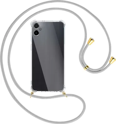 Produktbild von Handykette Backcover-Schutzhülle mit Band (Metall goldfarben) für Samsung Galaxy A05 (SM-A055) - silbergrau