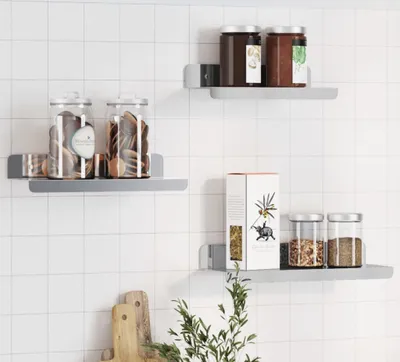 Zdjęcie produktu dla Maison Exclusive – półki ścienne, 3 szt., srebrna stal nierdzewna