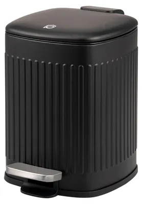 Productafbeelding van Eluno cosmetica-prullenbak, pedaalprullenbak, 6 liter inhoud, afvalbak voor badkamer, keuken, slaapkamer met uitneembare plastic binnenemmer, zwart