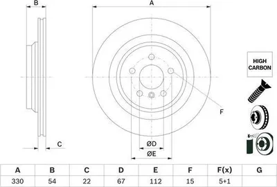Produktbild von 2x BOSCH Bremsscheibe 0 986 479 E97 passend für MERCEDES-BENZ M-Klasse (W166)