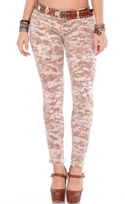 Produktbild von CBW-0521 Damen Camouflage Jeans – Femininer Military-Look in Rosé