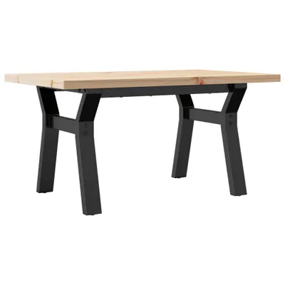 Productafbeelding van vidaXL Salontafel met Y-vormig onderstel, 80x50x40,5 cm, massief grenenhout en staal