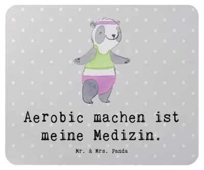 Produktbild von Mr. & Mrs. Panda Mauspad Panda Aerobic - Grau Pastell - Geschenk, Mousepad, Fitness, Fitnessstudio, mousematte, computer, Mouse Pad, laptop
