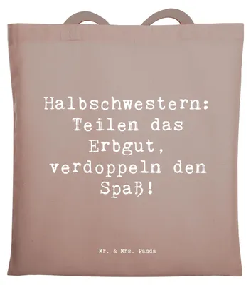 Produktbild von Mr. & Mrs. Panda Tote Bag Spruch Halbschwester Freude - Braun Pastell - Geschenk, Shopping Tasche, Geschwisterbeziehung, Familiengeschenke, Patchworkfamilie, Lächeln