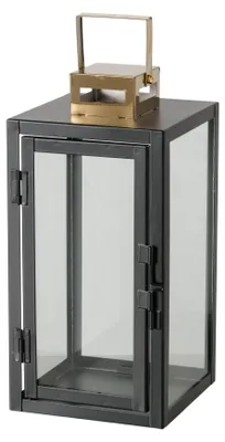 Produktbild von Boltze ELAGIO Glas-Metall-Dekorationslaterne, schwarz/gold, ca. 25x12,4x12,4cm
