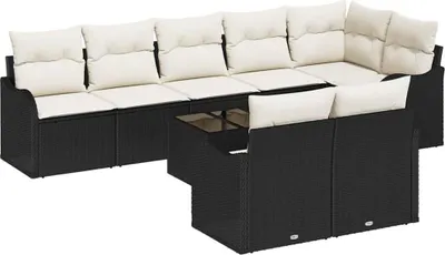 Immagine prodotto di Set divano da giardino vidaXL in polyrattan nero
