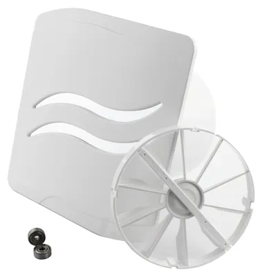 Produktbild von Badlüfter Lüfter Wohnraumlüfter Rückstauklappe Kugellager Badventilator Leise Ø 100 mm Standard Hochglanz weiß/silber