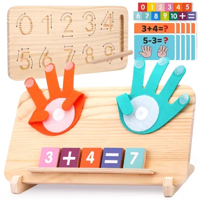 Produktbild von Zahlenspiel Rechenbrett Zählbrett Lernspielzeug - Doppelseitiges Holzspielbrett - Zählfinger und Zahlenblöcke - Für Kinder von 2 bis 4 Jahren