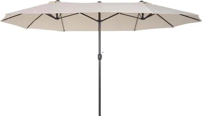 Image de Parasol de jardin - Parasol double - 4,55 x 2,65 x 2,38 m - Avec manivelle - Pour jardin/terrasse - Beige