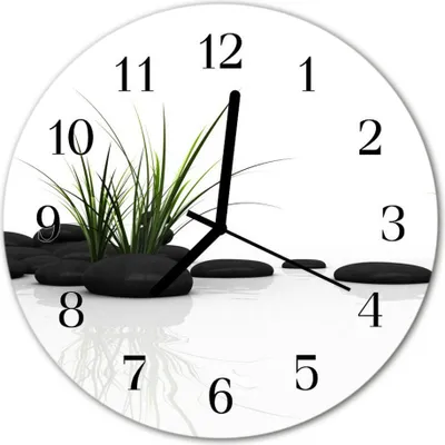 Produktbild von Glasuhr Wanduhr Küchenuhr Echt-Glas 30fi cm Steine schwarz