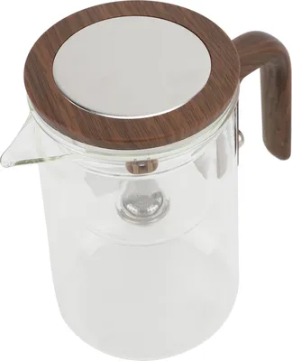 Obrázek produktu pro Skleněná konvice s infuzérem 600 ml z nerezové oceli One Touch Tea Maker Čirá konvice na čaj s dřevěnou rukojetí pro domácí kancelář