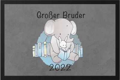 Produktbild von Großes Bruder 2022 Fußmatte Süßes Motiv Elefant Hase Schwangerschaft Geschenk Baby-News