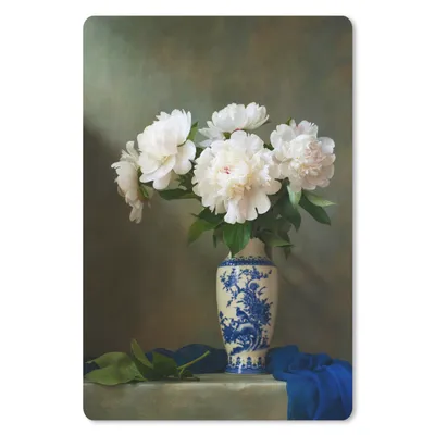 Produktbild von MuchoWow® Mauspad Mousepad Vase - Pfingstrosen - Weiß 18x27 cm - Mousepads - Maus Mat - Pad - Mausunterlage