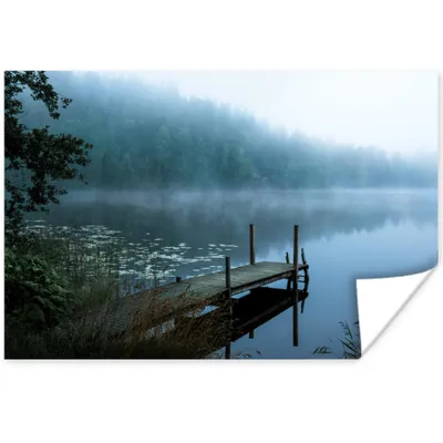 Produktbild von MuchoWow® Poster Natur - See - Wald - Nebel 60x40 cm - Schlafzimmerdekoration