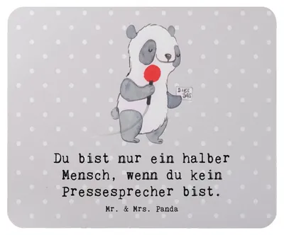 Produktbild von Mr. & Mrs. Panda Mousepad Pressesprecher Herz - Grau Pastell - Geschenk, Mauspad, mousematte, Mouse Pad, pc mausunterlage, computer