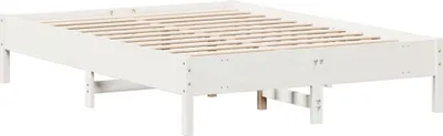Image de vidaXL Lit en pin massif sans matelas blanc 140x200 cm