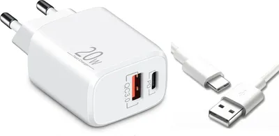 Produktbild von USB C Ladegerät USB-Netzteil Schnellladegerät Handy-Ladegerät Schnellladegerät USB-C + USB-A , Dual-Port Charger, Schnellladen für iPhone, iPad, Samsung, Google Pixel, Tablet & mehr – USB Typ-C 2 Meter