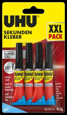 Produktbild von UHU Sekundenkleber blitzschnell 4 x 3 g Gel