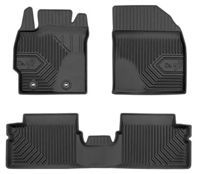 Produktbild von Gummi-Fußmatten Vorne + Tunnel für Toyota Corolla X 2006-2013 – Schwarz, passgenau