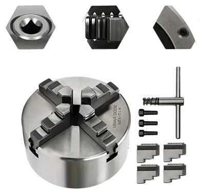 Obrázek produktu pro Univerzální sklíčidlo pro soustruh, 4 čelisti, samocentrující mechanismus, 4 čelisti, 125 mm