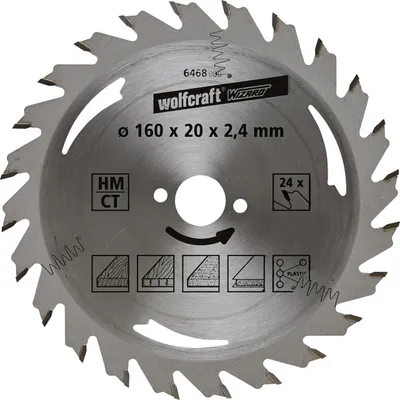 Produktbild von Wolfcraft Kreissägeblatt Bohrung Ø 190 Bohrung Ø 20 mm 24 Zähne