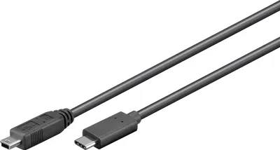 Produktbild von USB 2.0 Kabel, USB-C Stecker > Mini-USB Stecker (schwarz, 50cm)