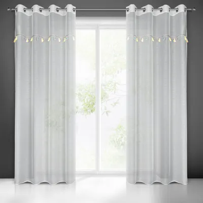 Produktbild von Eurofirany 418370, Durchscheinend, Cremefarben, Einfarbig, Polyester, Ring, 50 g/m²