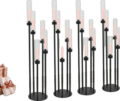 Produktbild von Kerzenleuchter, elegantes Design, Set aus 4 für Veranstaltungen, schwarz, 4Stück