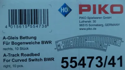 Productafbeelding van Piko 55473/41: Sponding voor boogschakeling, rechts, BWR, verpakking van 10 stuks (Zonder rails! Alleen sponing!)