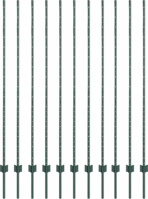 Produktbild von vidaXL Zaunpfosten 11 pcs Grün 150 cm Stahl