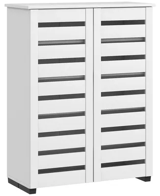 Immagine prodotto di SunvelloMobile Scarpiera a 5 Livelli con 4 Ripiani Regolabili e Ante a Doghe, in Legno, 76x33Px98 cm, Bianco