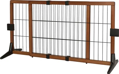 Immagine prodotto di protezione per cani lionto alta 50 cm, barriera estensibile in legno di pino, flessibile e stabile, marrone/nero