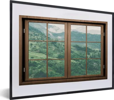 Produktbild von MuchoWow® MuchoWow® Gerahmtes Poster Aussicht - Bäume - Natur 40x30 cm - Poster mit zchwarzem Bilderrahmen - Bilderrahmen - Poster im Rahmen