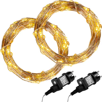 Obrázek produktu pro VOLTRONIC® 2Set 100LED pohádkových světel drát, teplá bílá, adaptér
