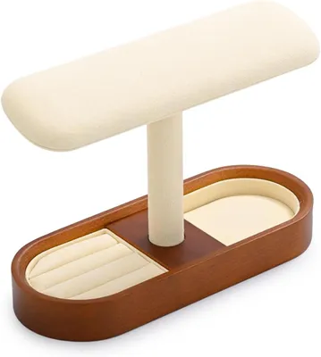 Imagen del producto de Soporte para relojes - Organizador de joyas - Presentador de joyas - Presentación inclinada - 20 x 7.5 x 16.5 cm - Beige