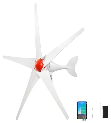 Immagine prodotto di VEVOR, turbina eolica orizzontale da 800W a 12V, con tecnologia MPPT e PWM, 5 pale, corrente alternata trifase, grado di protezione IP67 e protezione da sovraccarico, regolatore ibrido vento/solare, turbina eolica per abitazioni, camper e imbarcazioni