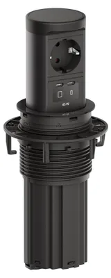 Productafbeelding van BACHMANN ELEVATOR2, 1x CEE7/3, 1x USB-C/C, 45W, RAL9005, 2,0 meter, AEH