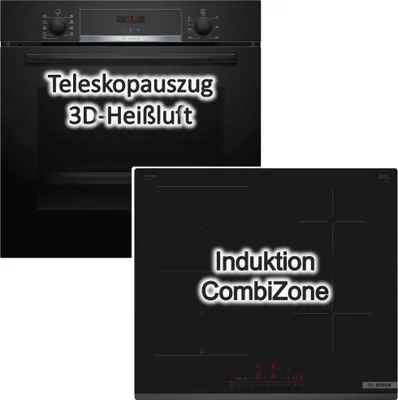 Produktbild von Herdset BOSCH Backofen EcoClean Direct + Glaskeramikkochfeld PowerBoost autark 60 cm