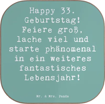 Produktbild von Mr. & Mrs. Panda Untersetzer für Gläser Spruch 33. Geburtstag - Meeresbrise - Geschenk, unvergessliche Erinnerungen, Coaster, Tischuntersetzer, Tasse, Tassenuntersetzer