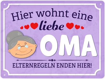 Produktbild von Hier wohnt eine liebe Oma Metallschild XL in 21x28 cm