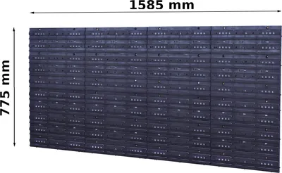 Produktbild von 30 Stapelboxen Wandregal Kunststoff Deckel 230 x 78 cm Werkzeughalter Werkstatt Garage  Lagersystem Sichtlagerkästen Schütte