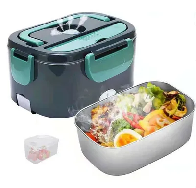 Produktbild von Elektrische Lunchbox - Bento-Box - 1,5 l - 60 W - Edelstahl-Innenbehälter - Tragbar - Grün