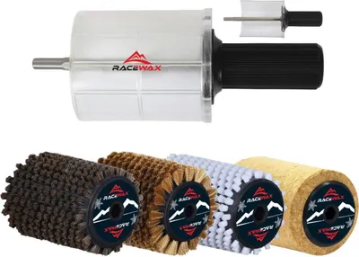 RaceWax Rotorbürsten Set 100mm - Skiwachs Bürste Nylon Rosshaar Kupfer