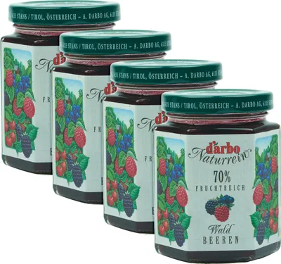 Produktbild von Food-United FRUCHTAUFSTRICH DARBO Waldbeeren 2x 200g Glas Naturrein Waldbeere fruchtiger fruit spread perfekt für Brot und Brötchen Kuchen Torten Frühstück Gebäck Quark Porridge Puddings Eiscremes Füllungen