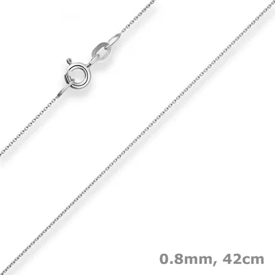 0-8mm-Rund-Ankerkette-aus-585-Weißgold-42cm-mit-Zwischenöse