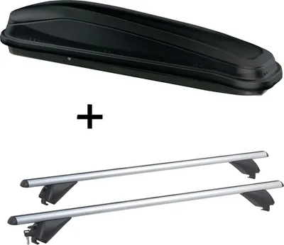 Obrázek produktu pro Střešní box JUEASY300 300 litrů černý + hliníkový střešní nosič RB003 kompatibilní s pro Mini Clubman (5dveřový) od 2016