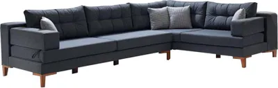 Produktbild von Dunkelgraues Ecksofa Wohnzimmer L-Form Couch Luxus Stoffcouchen Neu