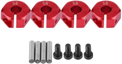Imagen del producto de Adaptadores para ejes hexagonales de ruedas, de 12 mm, universales para coches de control remoto HSP Sakura a escala 1/10 (4 unidades) (5 mm - Rojo)